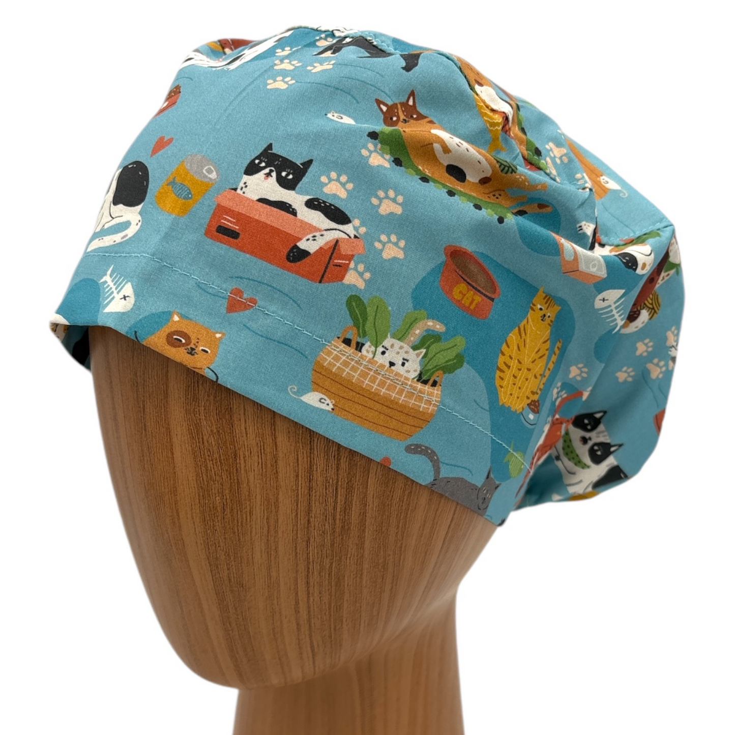 Cat Scrub Cap - Euro Style