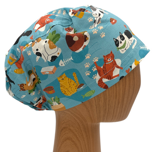Cat Scrub Cap - Euro Style