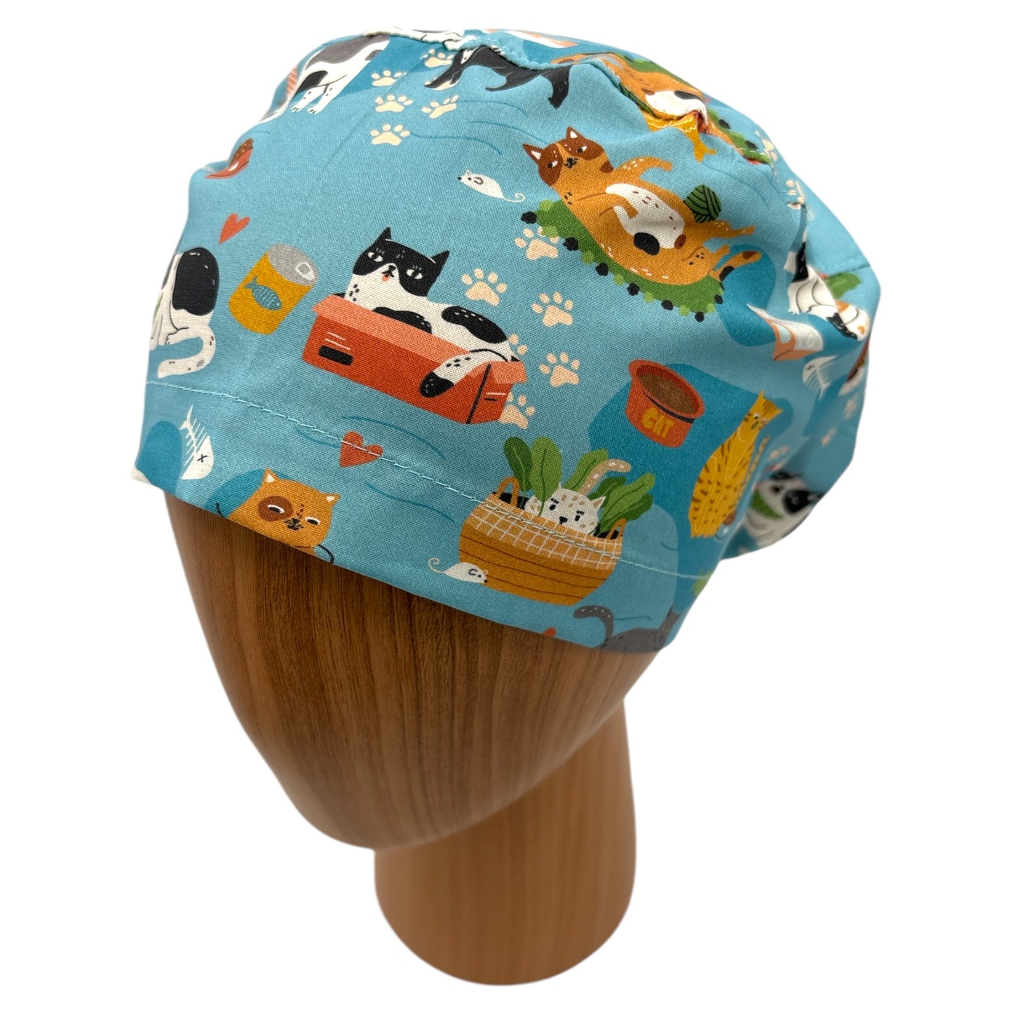 Cat Scrub Cap - Euro Style