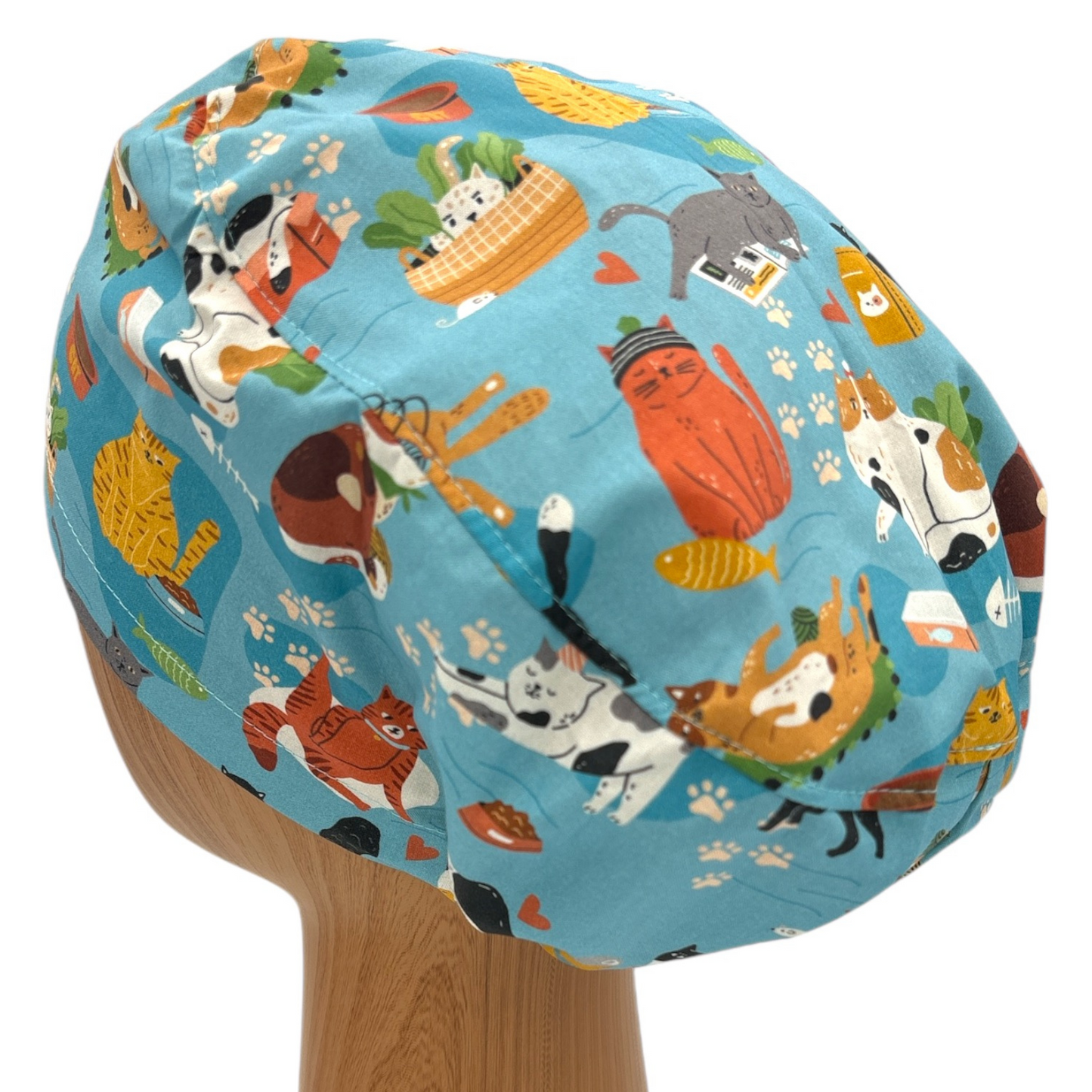 Cat Scrub Cap - Euro Style