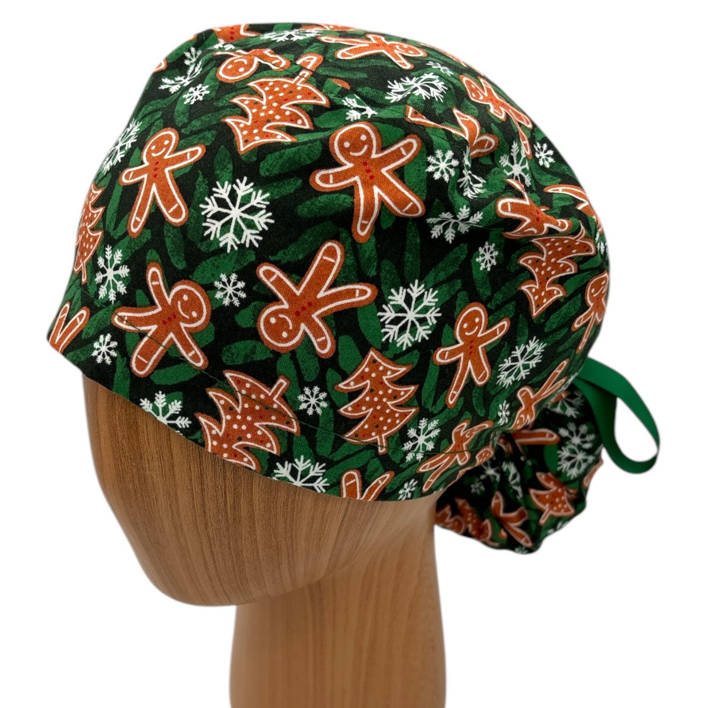 Christmas Scrub Cap - Ponytail Style I Gingerbread Man for Winter