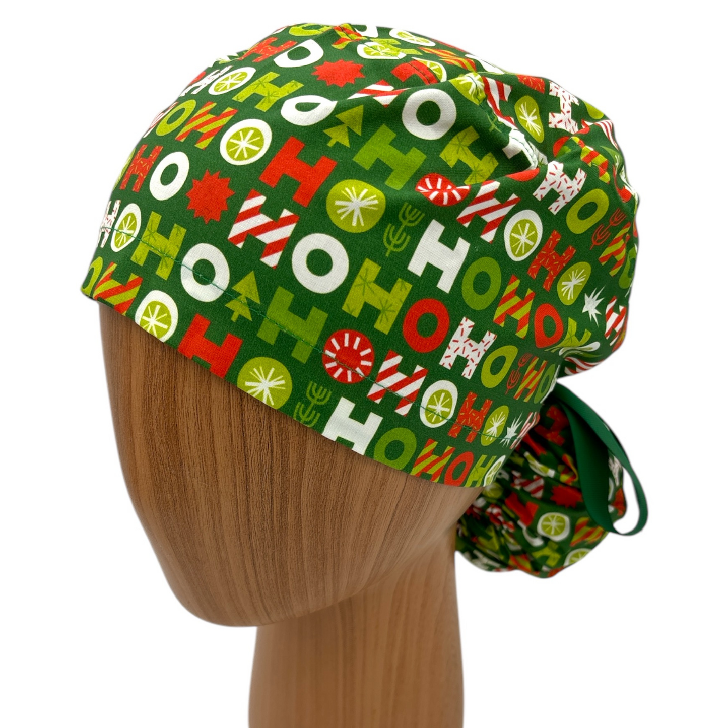 Christmas Scrub Cap - Ponytail Style