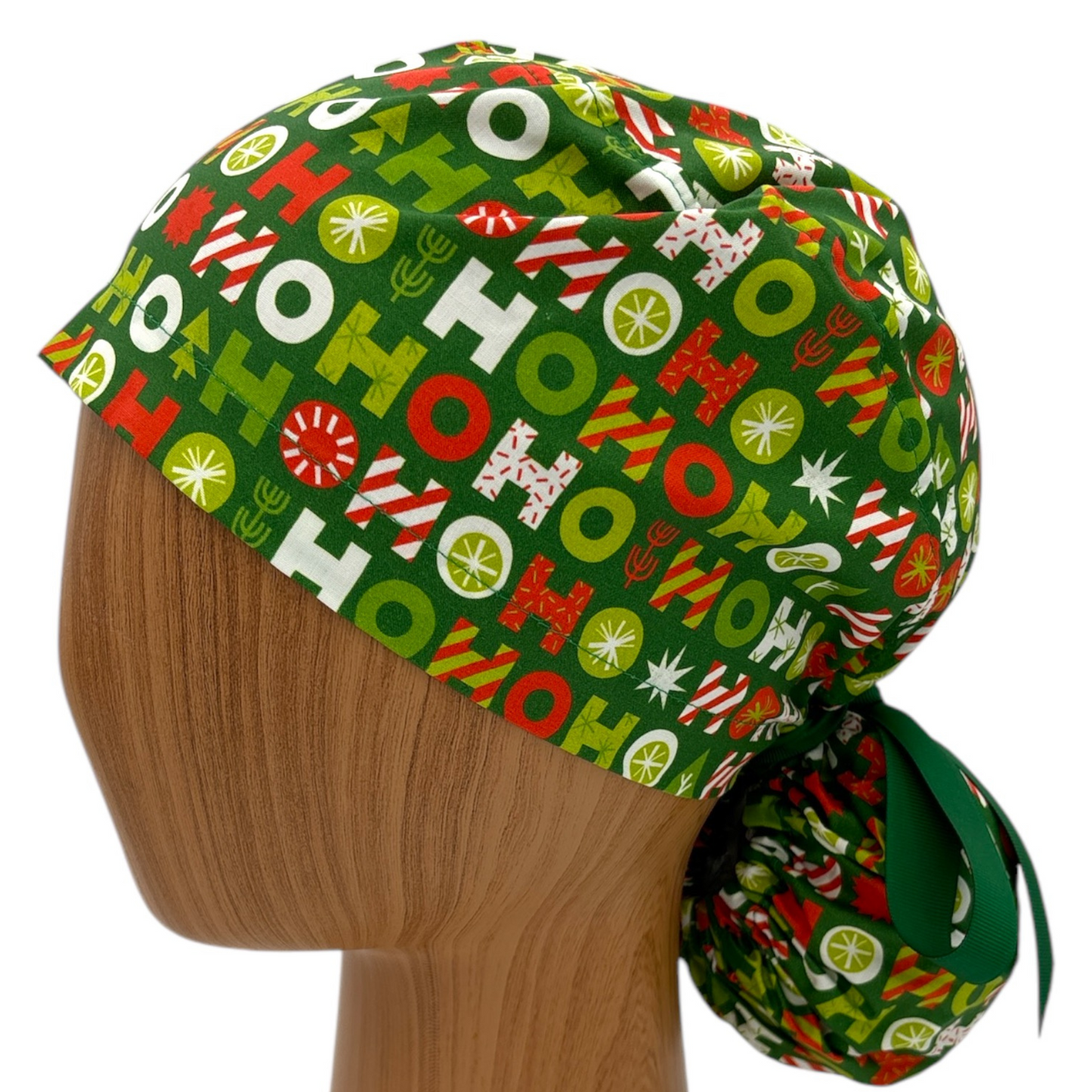 Christmas Scrub Cap - Ponytail Style