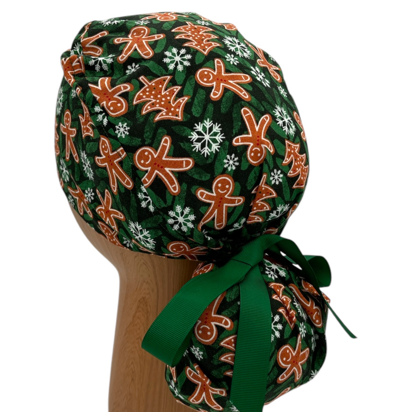 Christmas Scrub Cap - Ponytail Style I Gingerbread Man for Winter