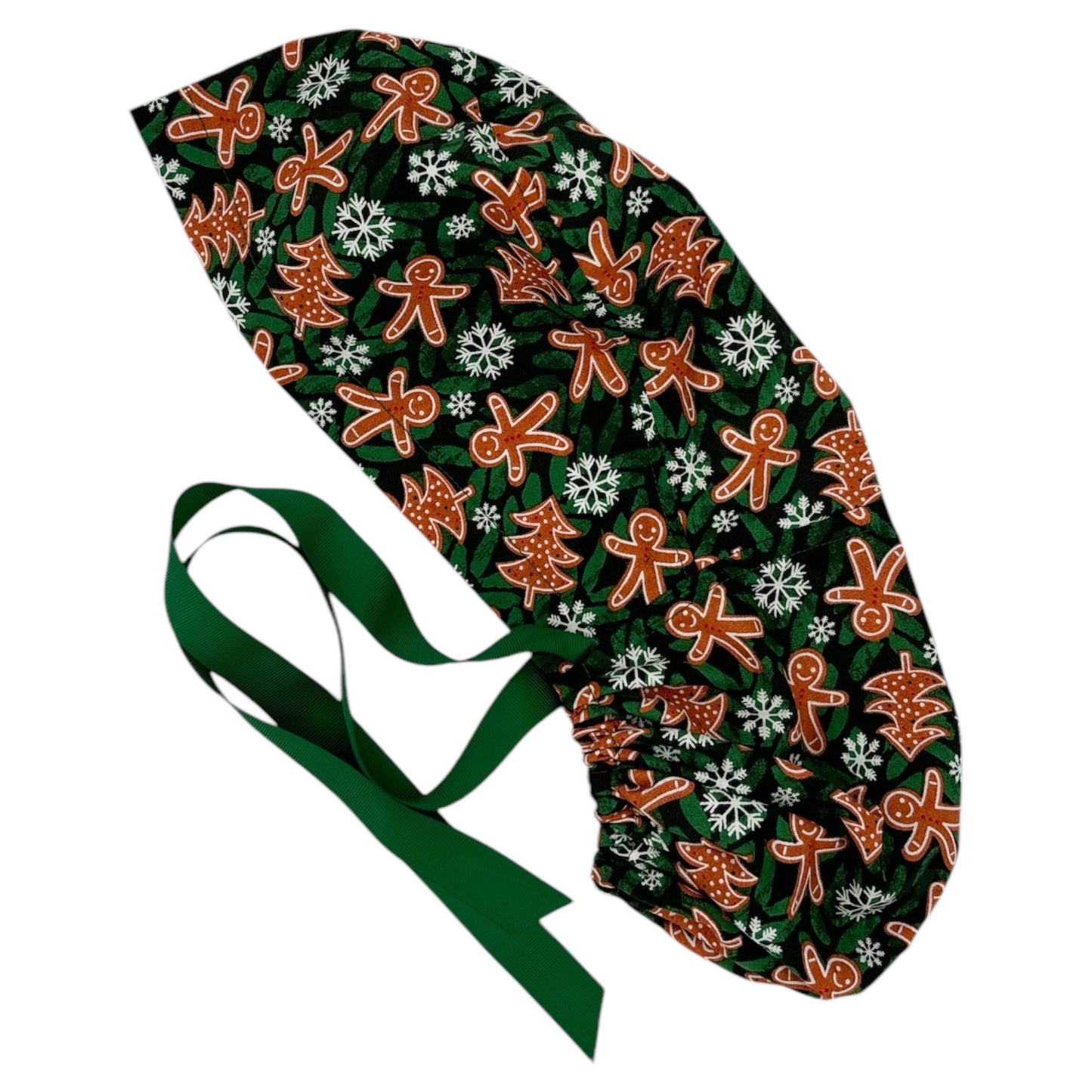 Christmas Scrub Cap - Ponytail Style I Gingerbread Man for Winter