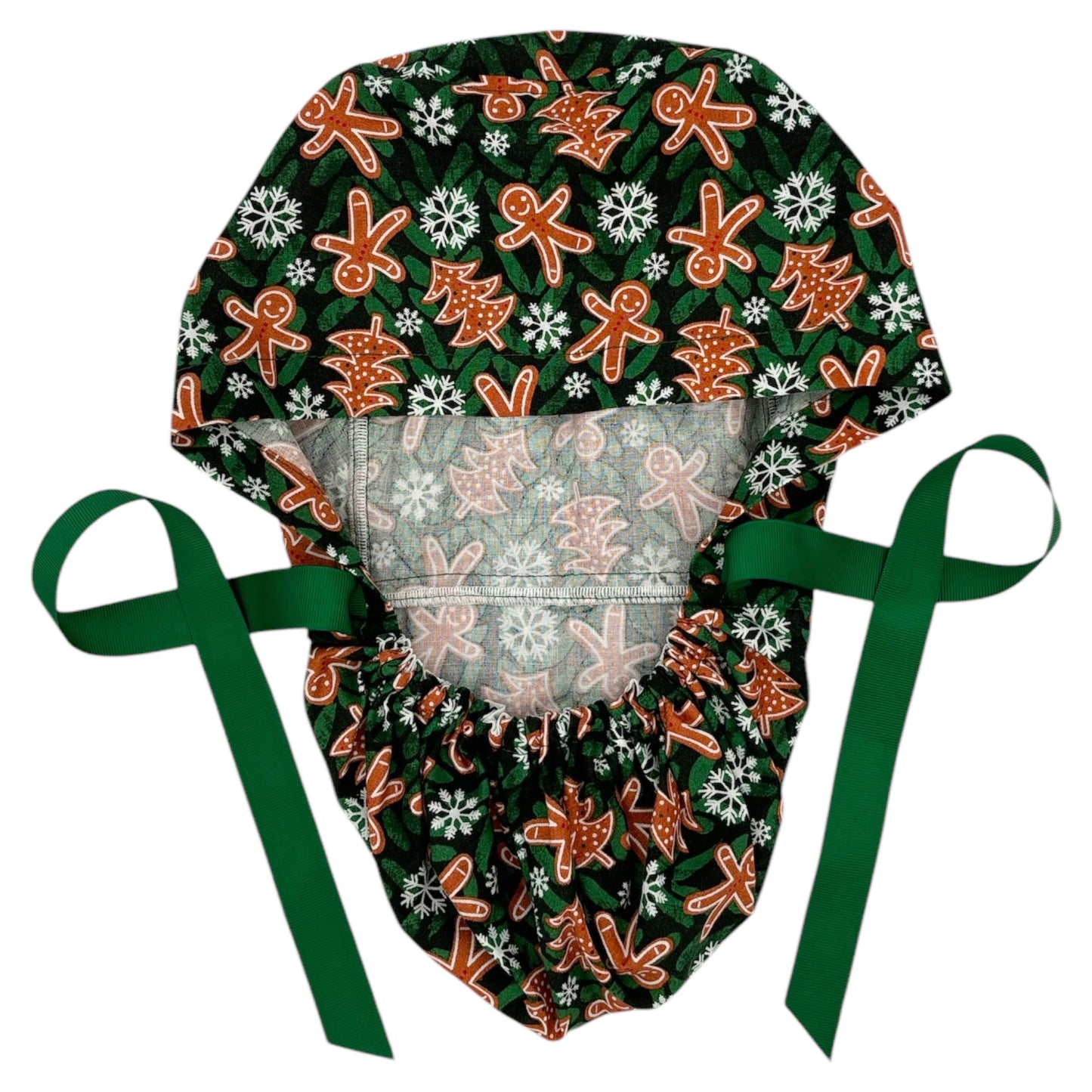 Christmas Scrub Cap - Ponytail Style I Gingerbread Man for Winter