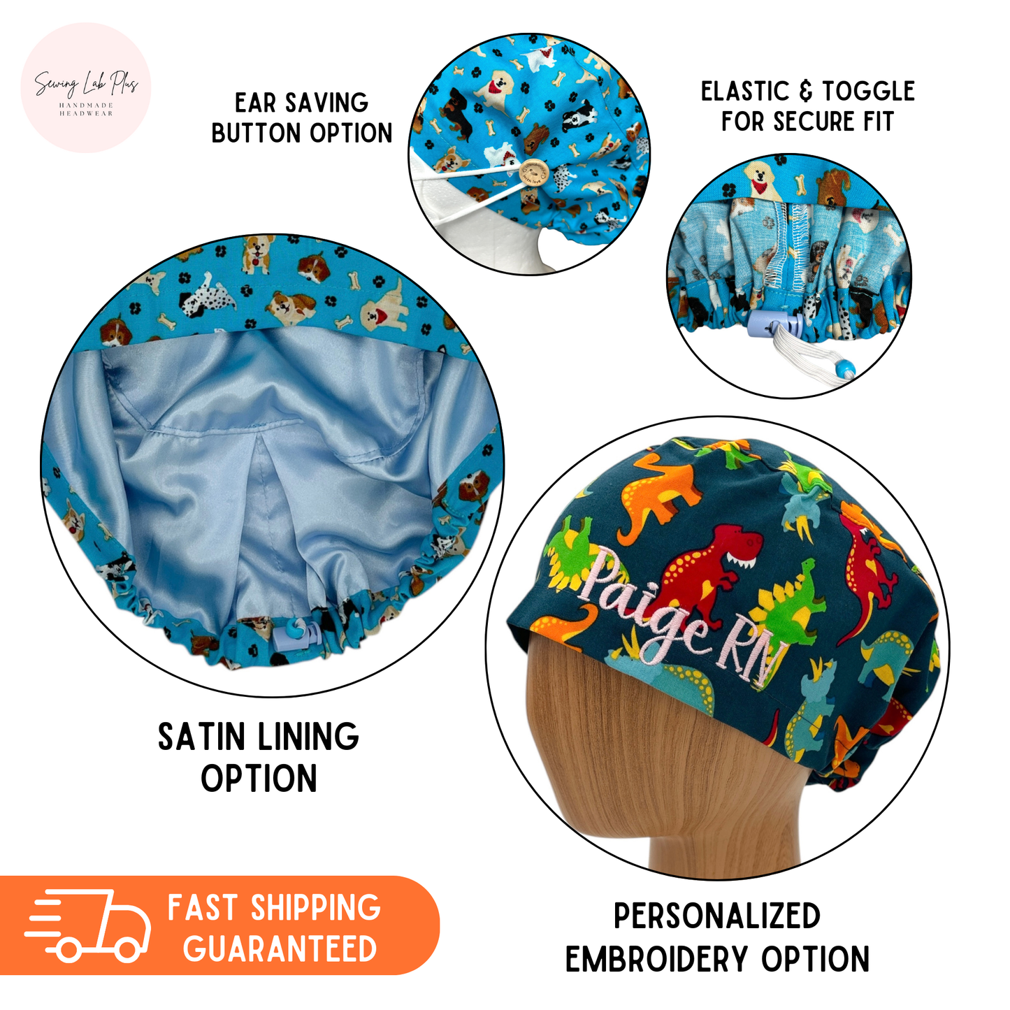Christmas Santa Scrub Cap - Euro Style