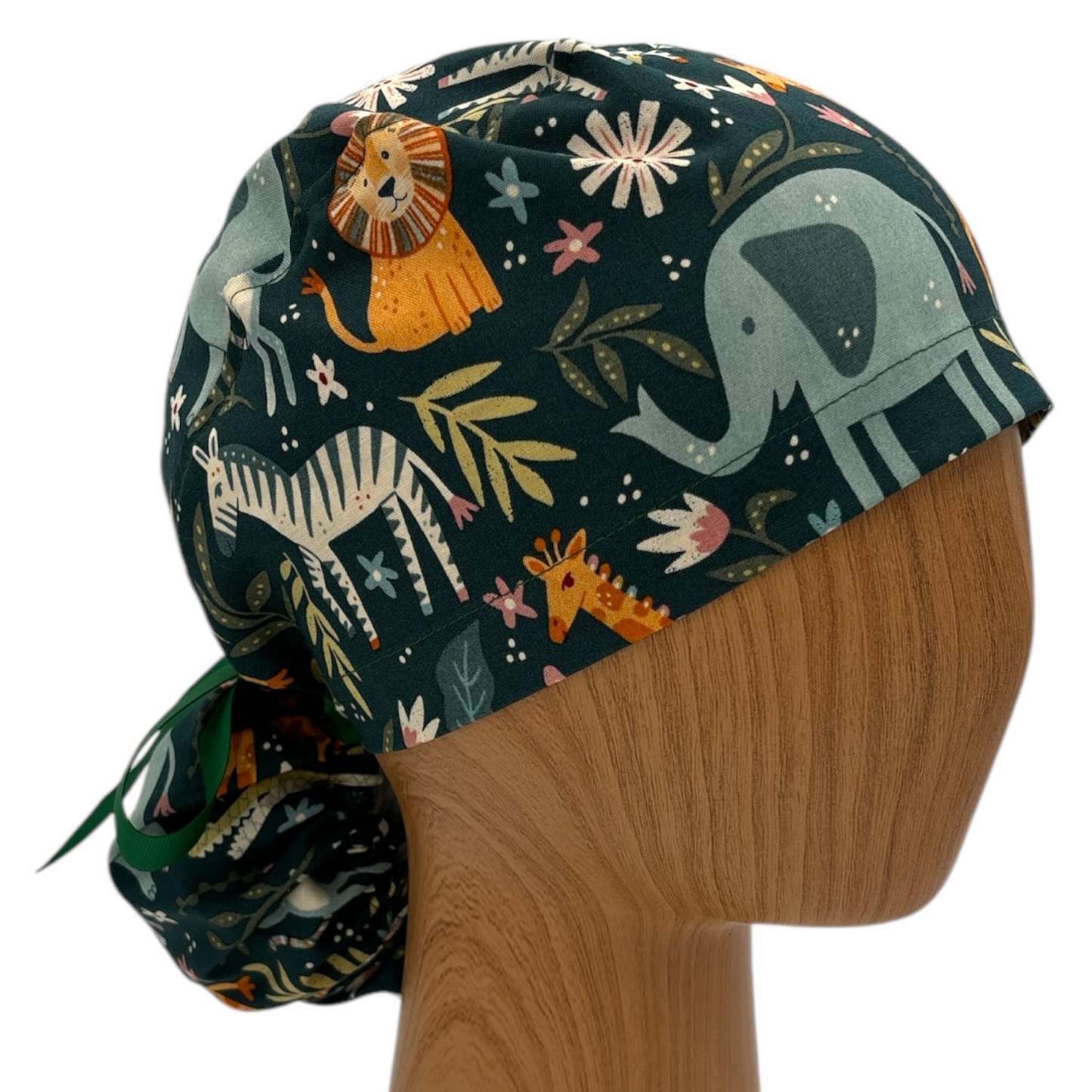 Jungle Animal Scrub Cap - Ponytail Style