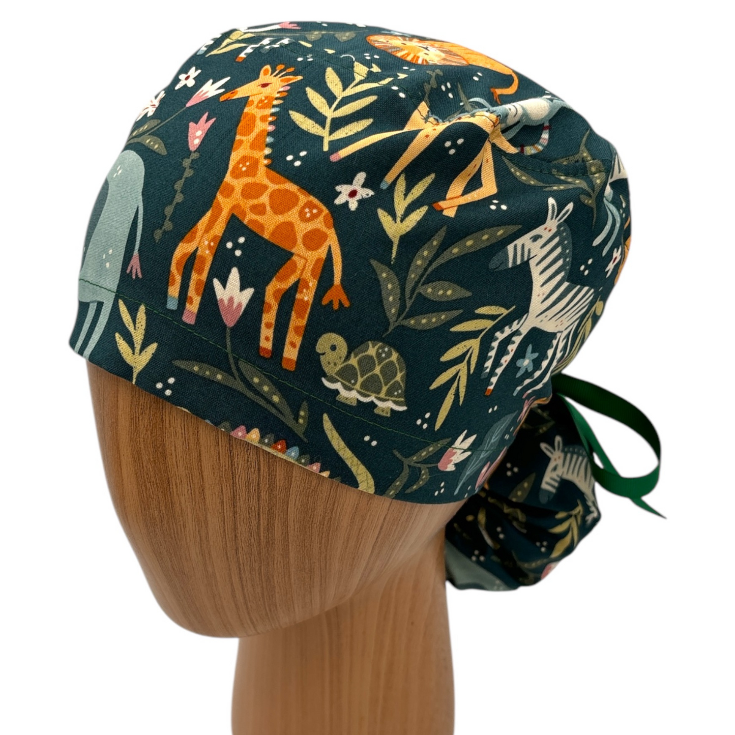 Jungle Animal Scrub Cap - Ponytail Style