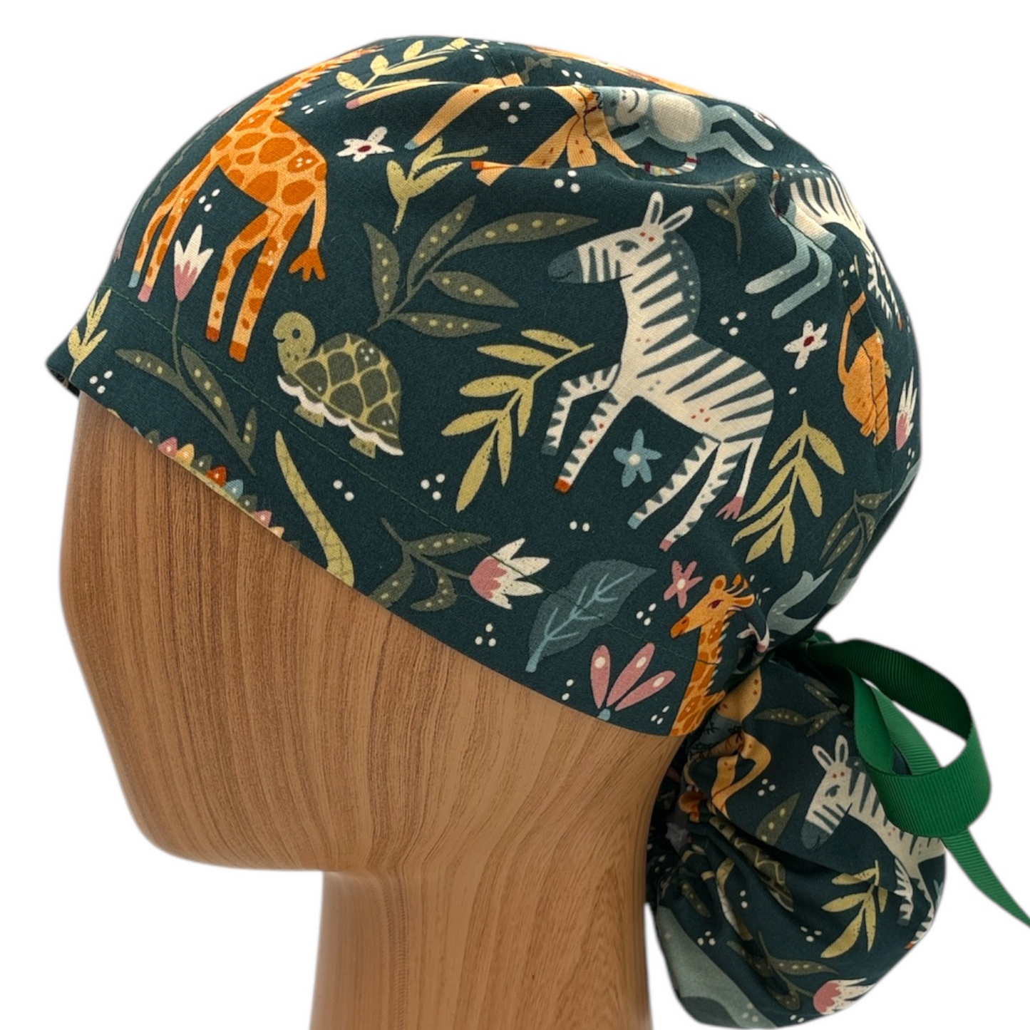 Jungle Animal Scrub Cap - Ponytail Style