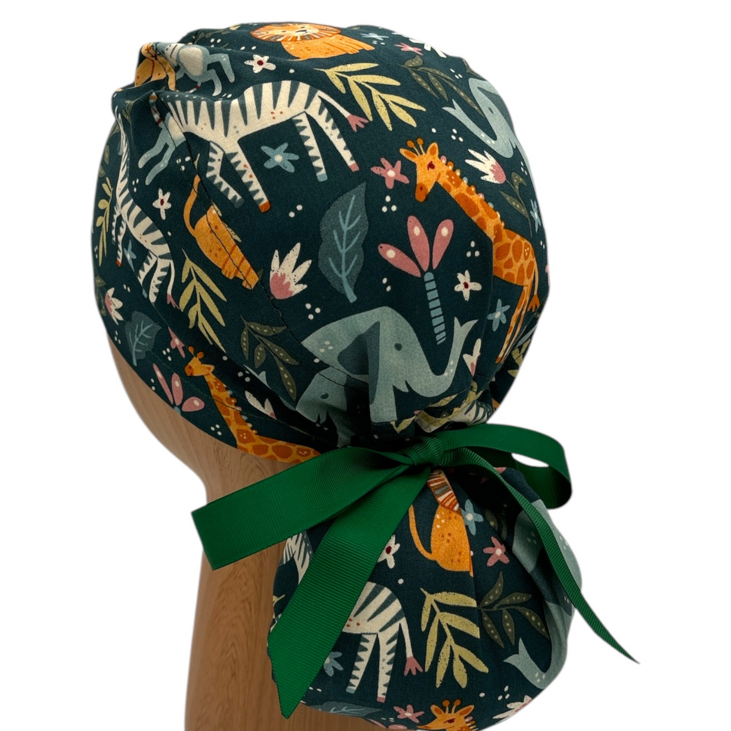 Jungle Animal Scrub Cap - Ponytail Style