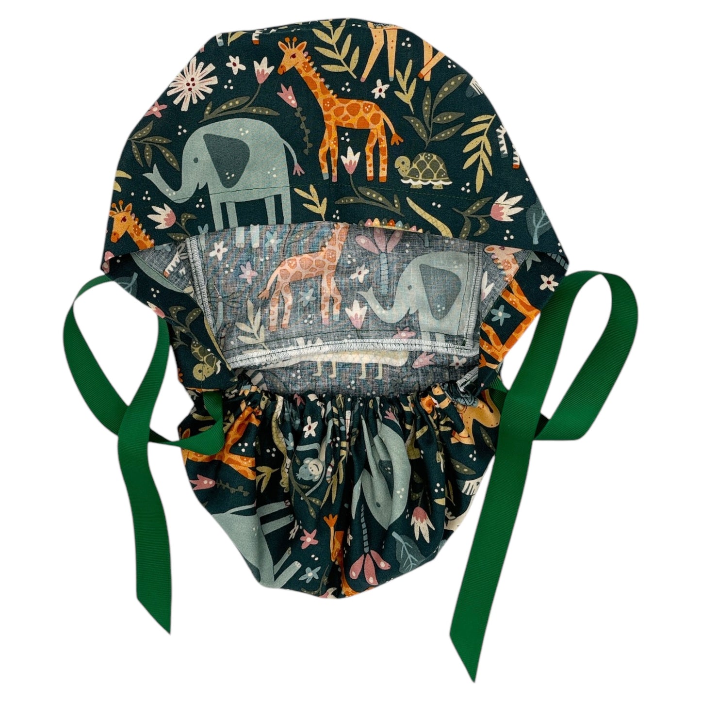 Jungle Animal Scrub Cap - Ponytail Style