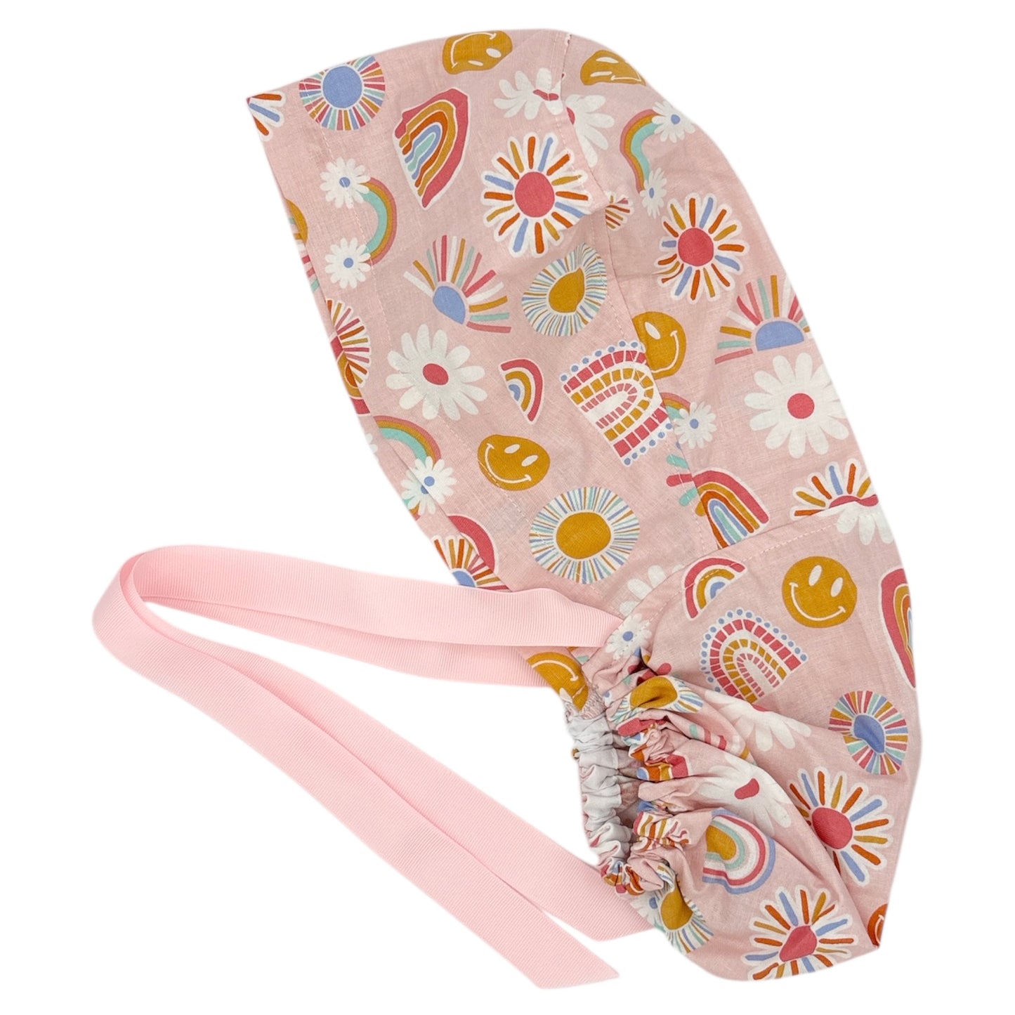 Boho Rainbow Scrub Cap - Ponytail Style