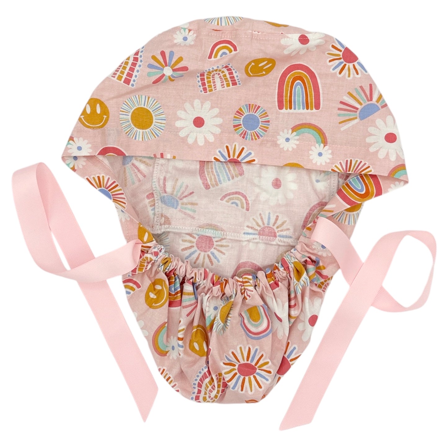 Boho Rainbow Scrub Cap - Ponytail Style