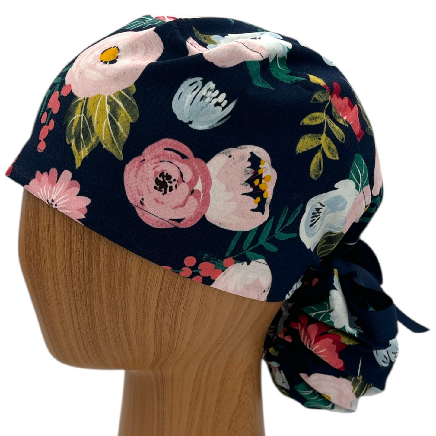 Floral Scrub Cap - Ponytail Style