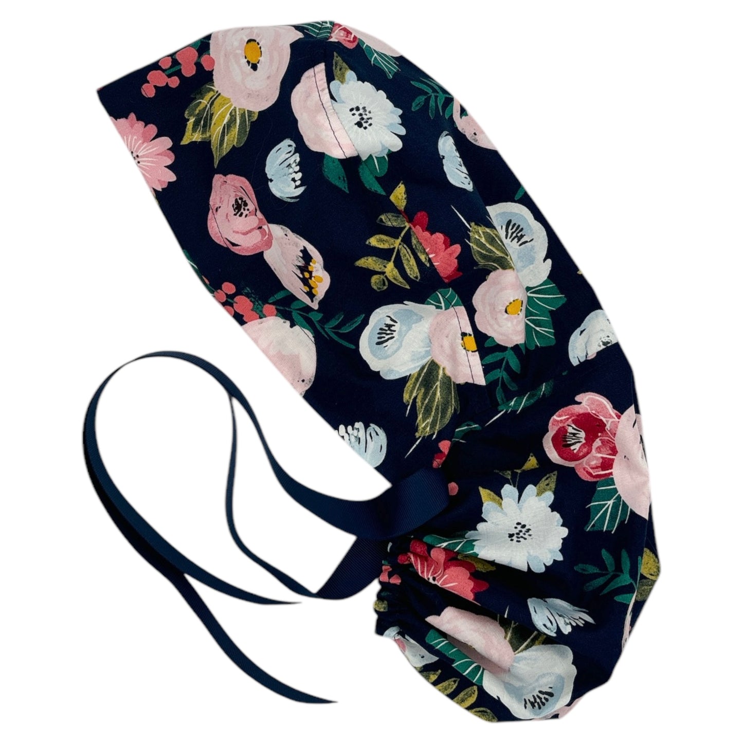 Floral Scrub Cap - Ponytail Style