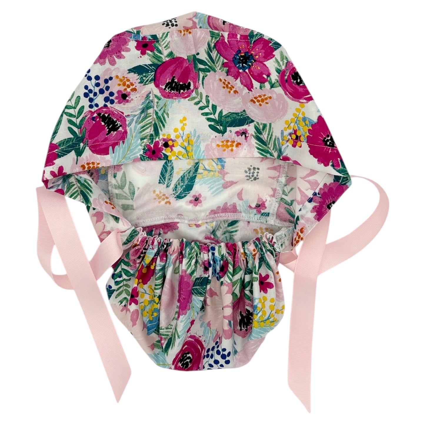 Floral Scrub Cap - Ponytail Style
