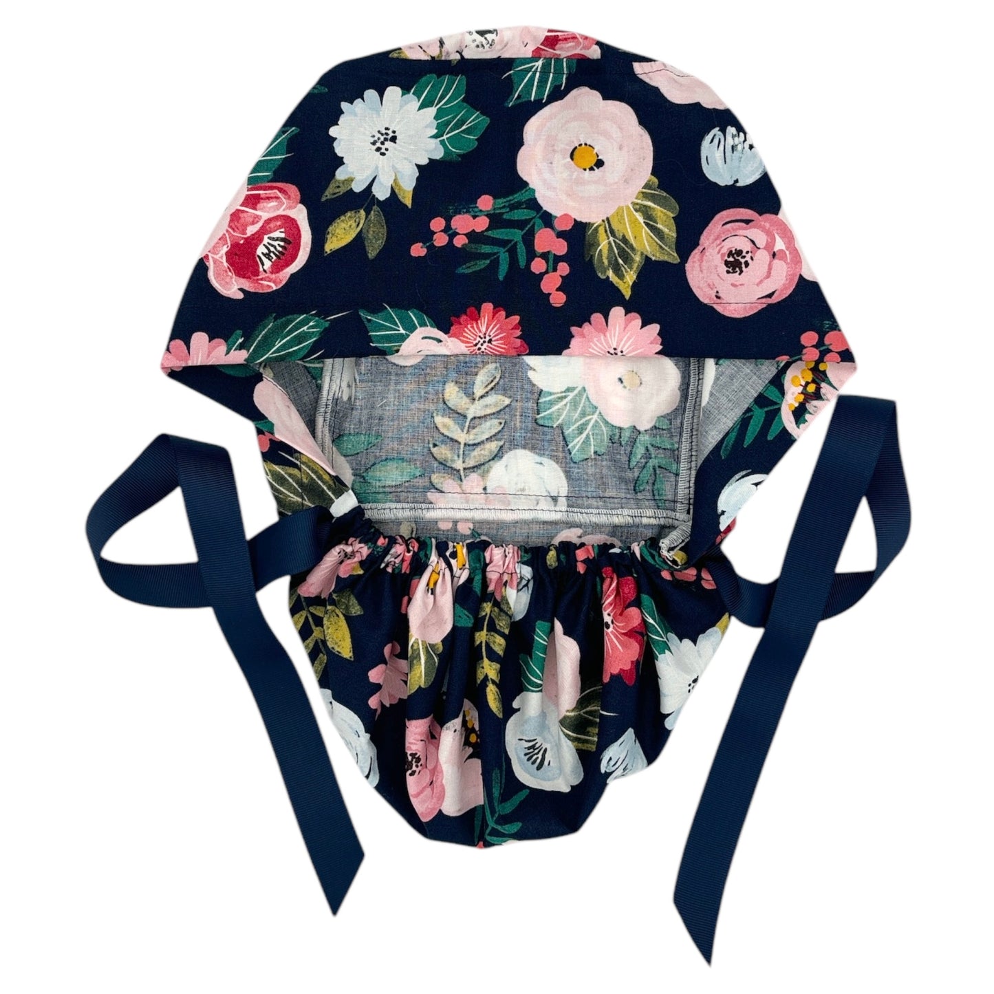 Floral Scrub Cap - Ponytail Style