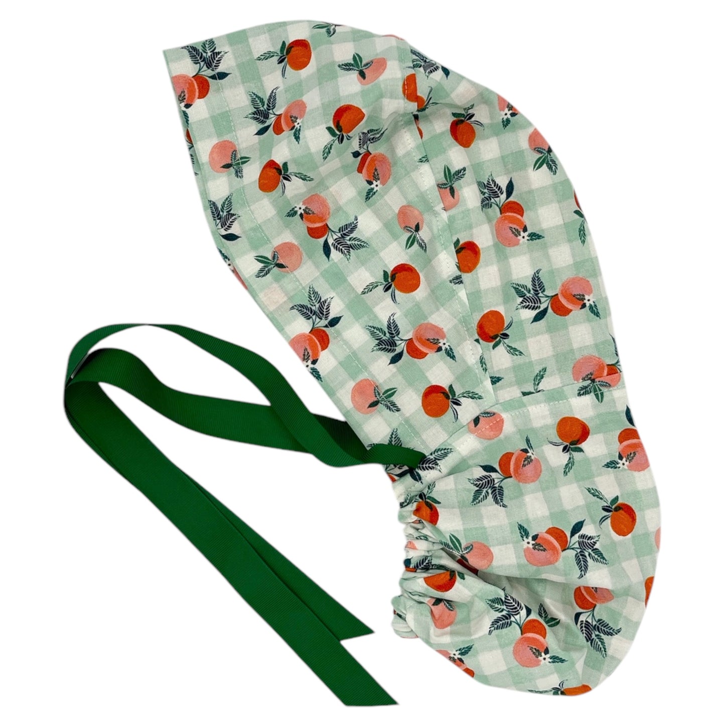 Checkered Fruit Scrub Cap - Ponytail Style