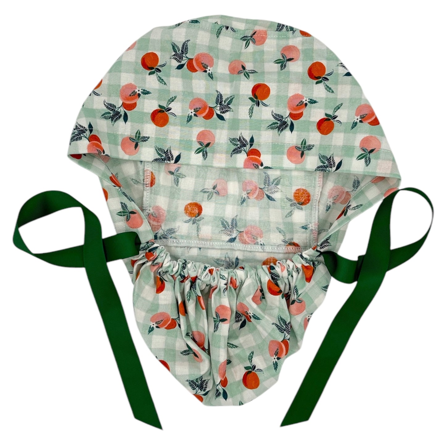 Checkered Fruit Scrub Cap - Ponytail Style