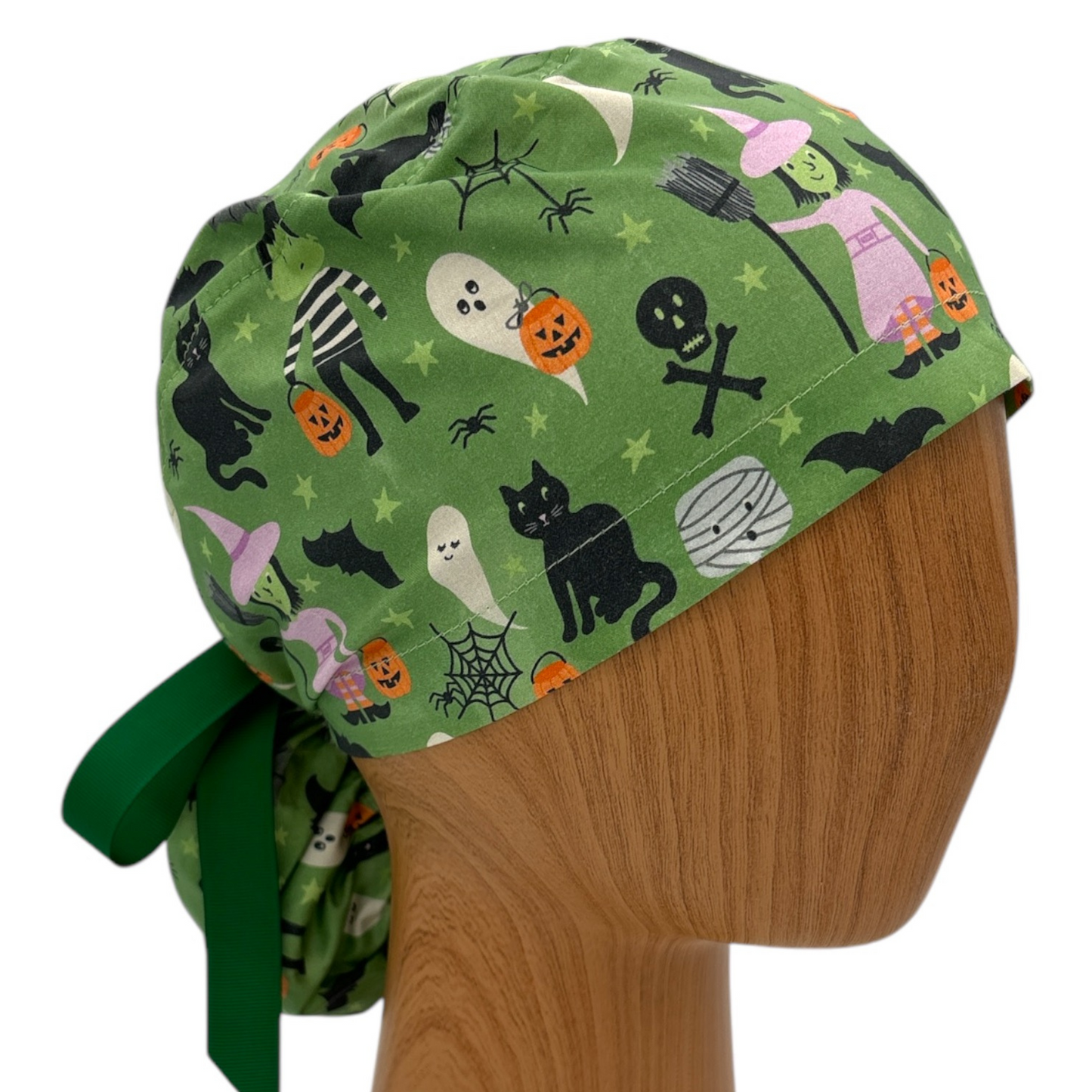 Halloween Scrub Cap - Ponytail Style