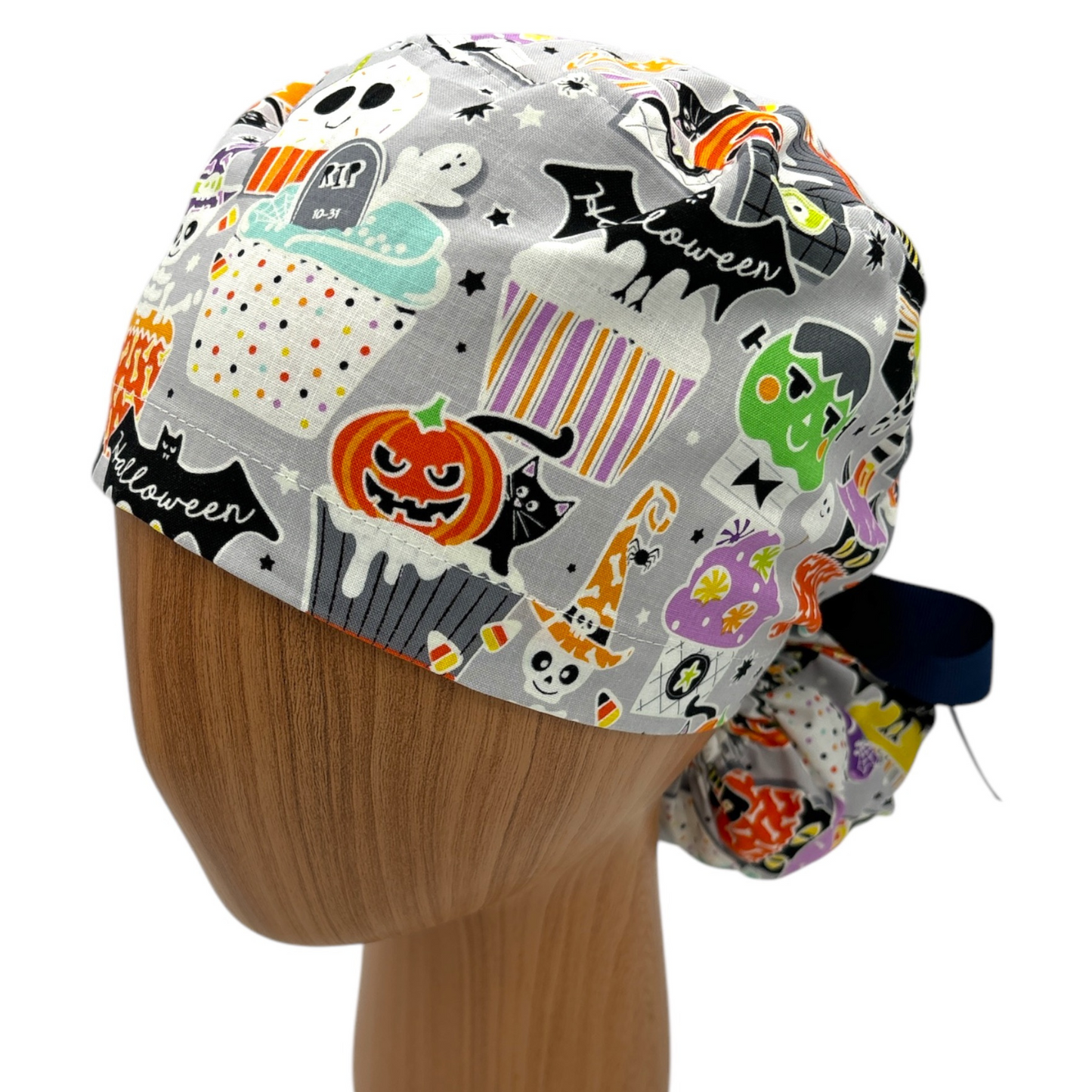 Halloween Scrub Cap - Ponytail Style