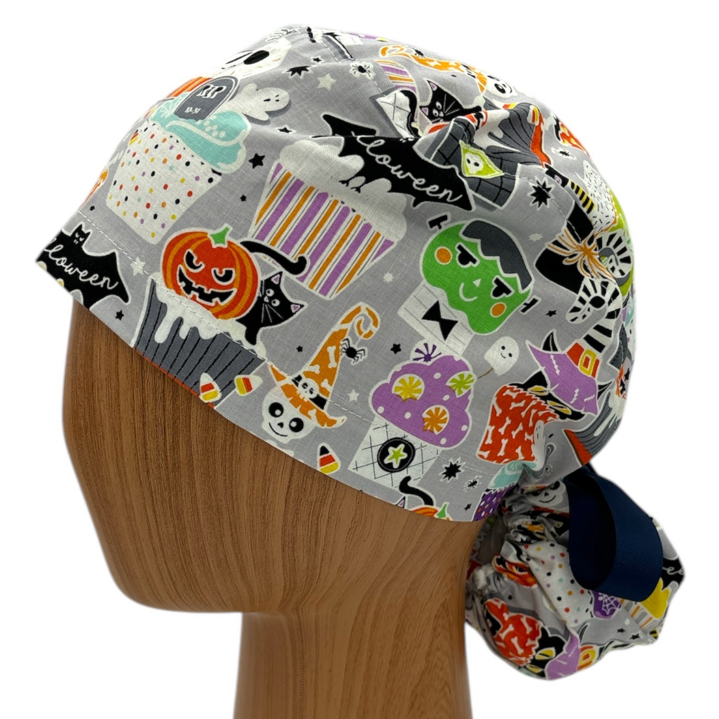 Halloween Scrub Cap - Ponytail Style