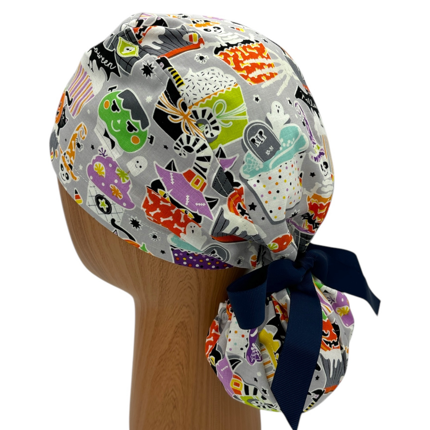 Halloween Scrub Cap - Ponytail Style