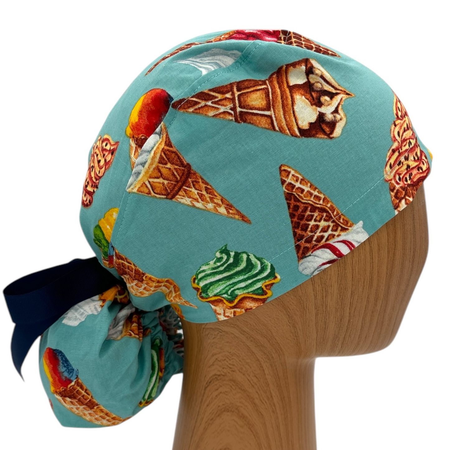 Ice Cream Scrub Cap - Ponytail Style