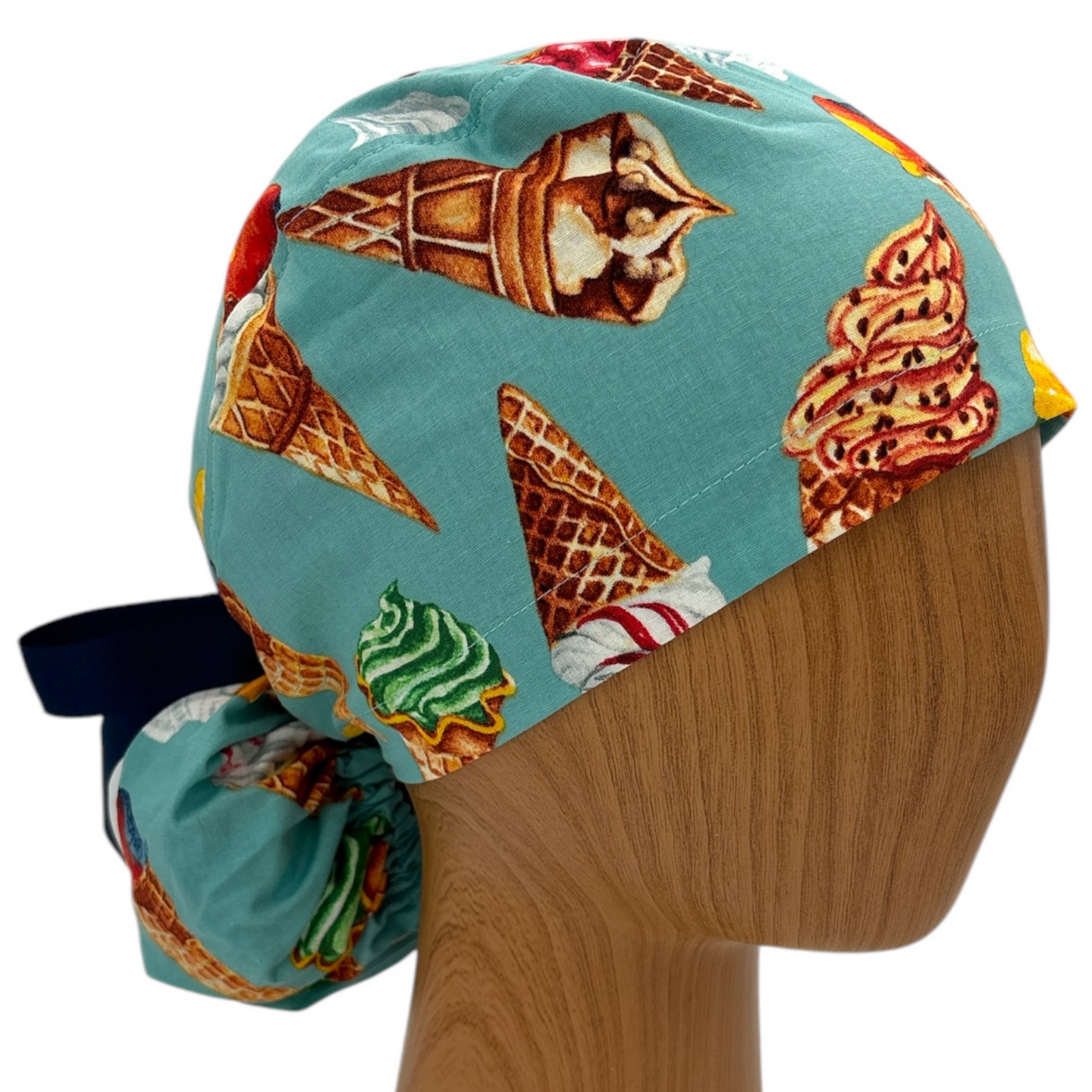 Ice Cream Scrub Cap - Ponytail Style