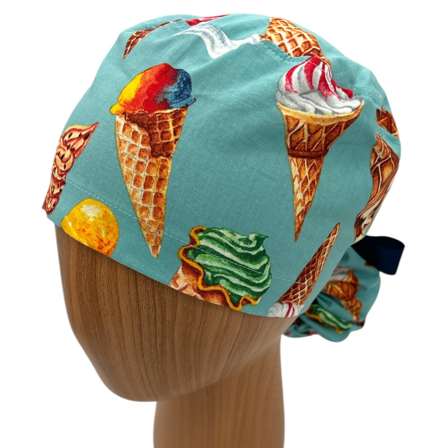 Ice Cream Scrub Cap - Ponytail Style