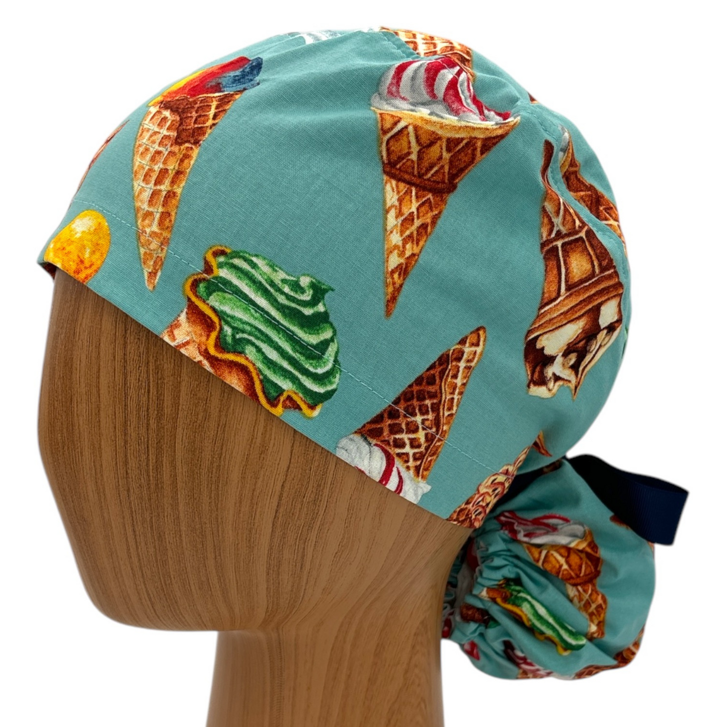 Ice Cream Scrub Cap - Ponytail Style