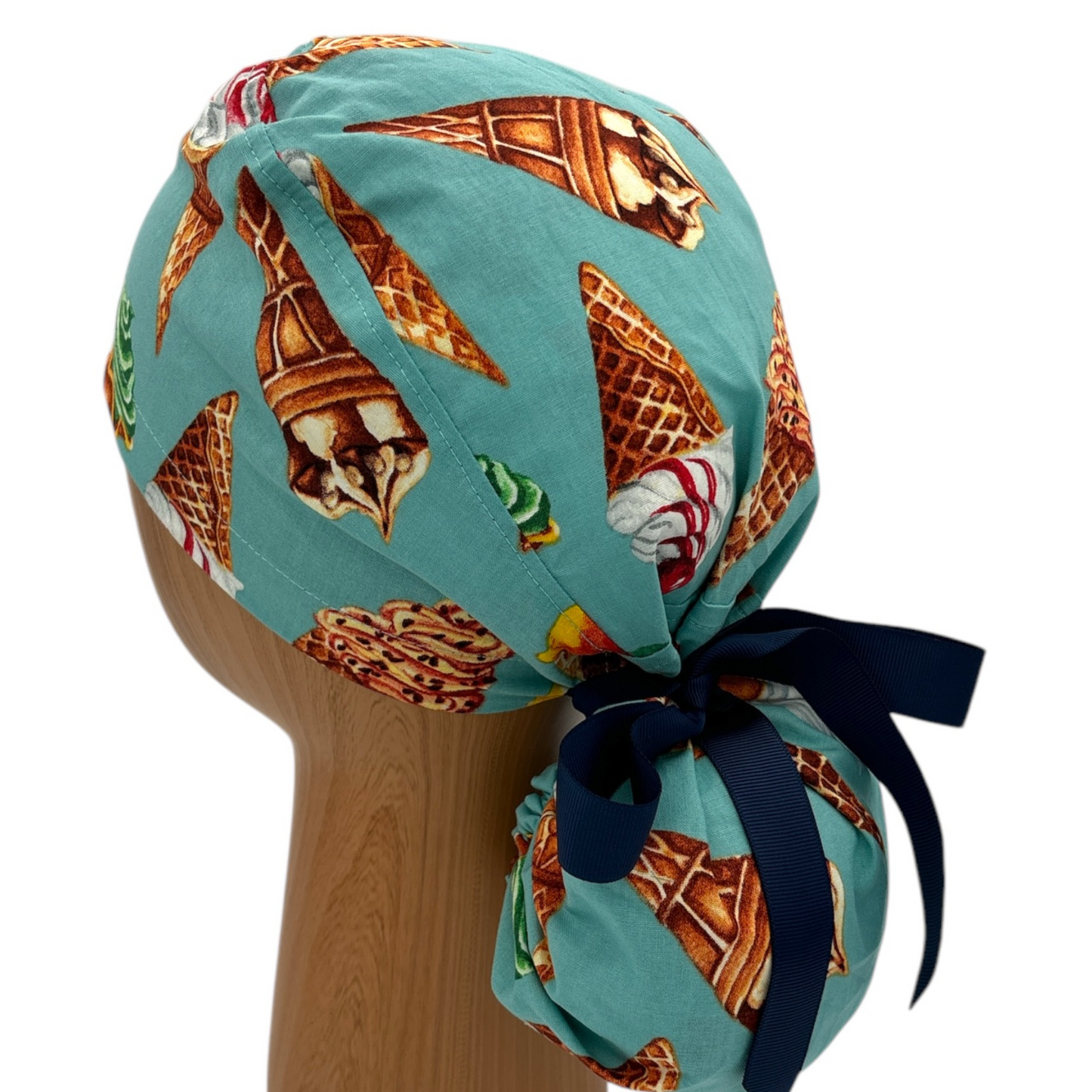 Ice Cream Scrub Cap - Ponytail Style