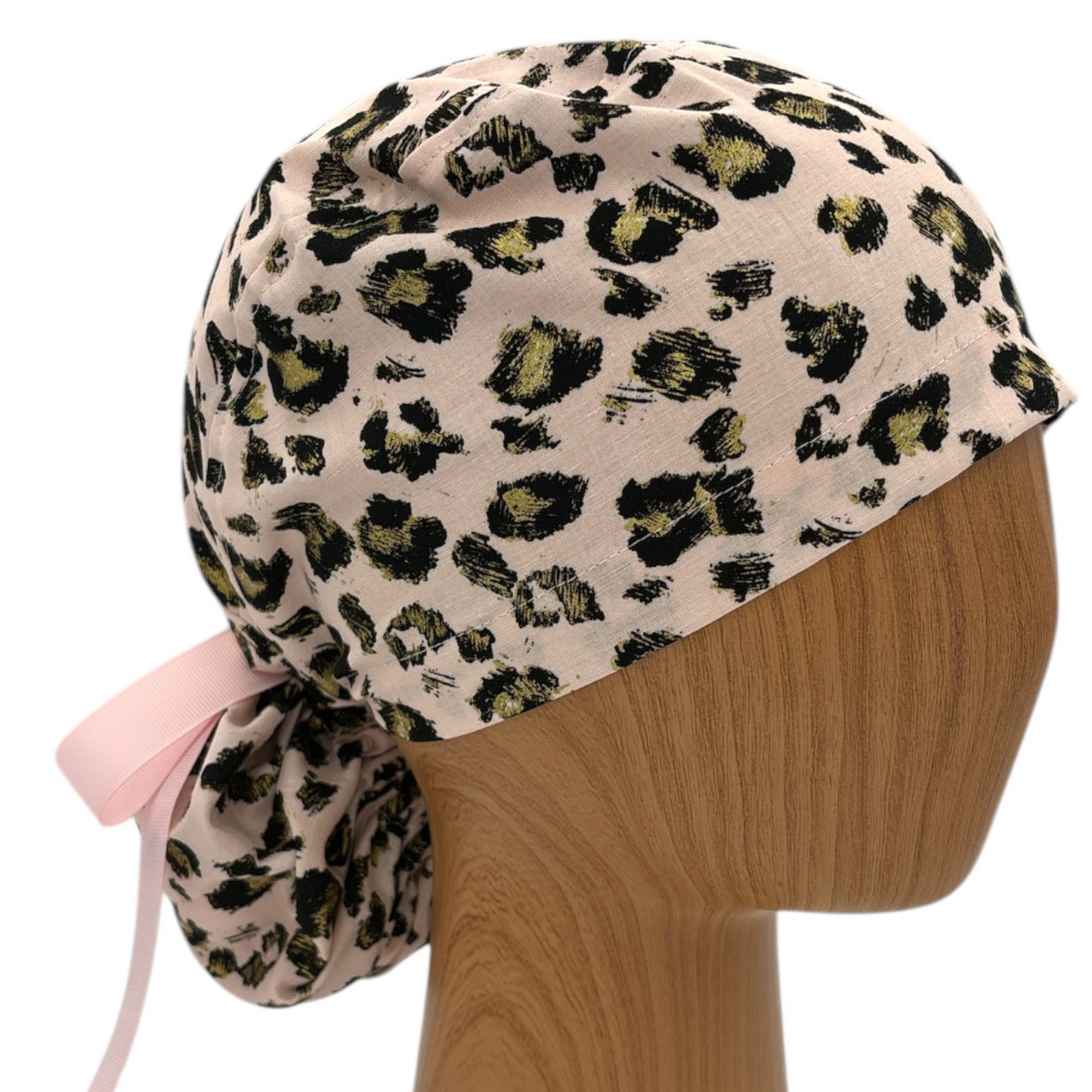 Leopard Scrub Cap - Ponytail Style