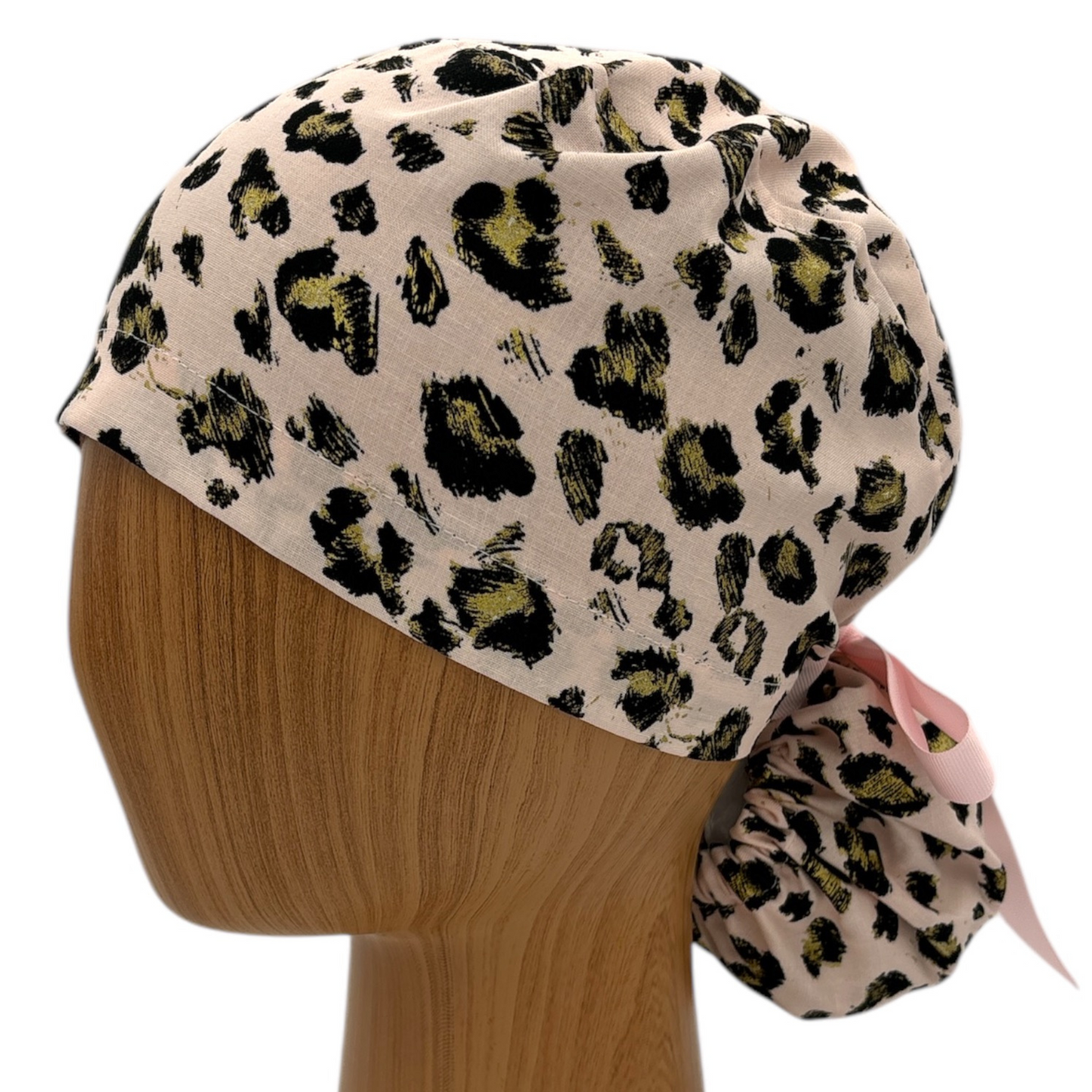Leopard Scrub Cap - Ponytail Style
