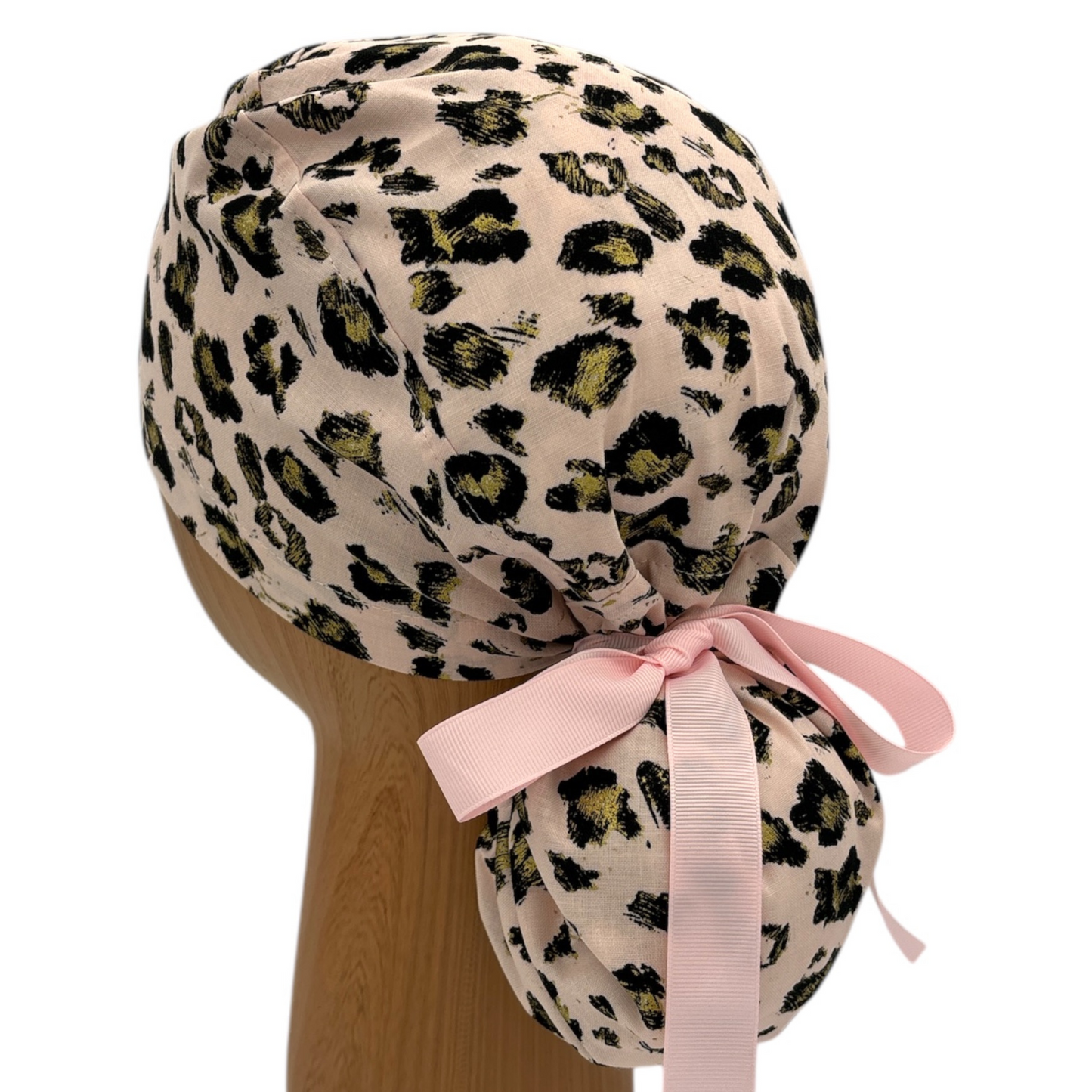 Leopard Scrub Cap - Ponytail Style